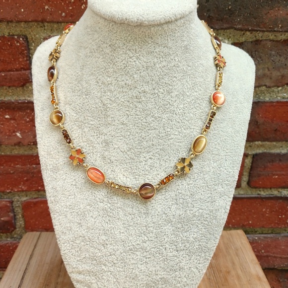 Enamel, glass and crystal necklace - Picture 2 of 5